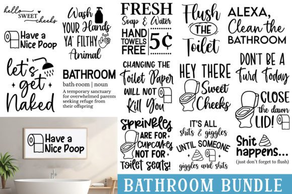 Funny Bathroom Quotes SVG Cutfile Bundle Review