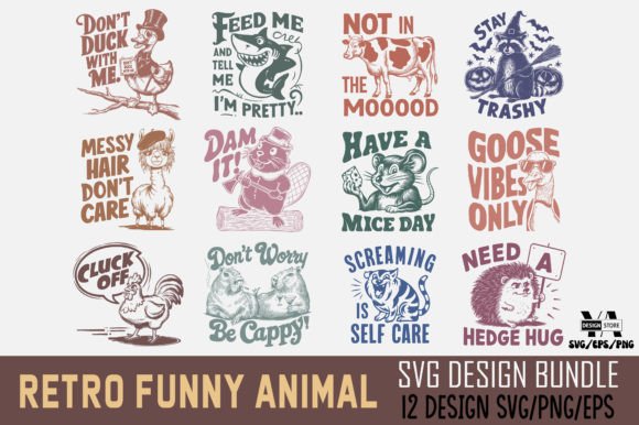 Retro Funny Sarcastic Animal SVG Bundle Review